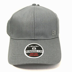 Layer 8 Running Men's Cap Grey One Size Fits Most New Adjustable Lightweight